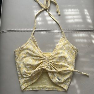 Floral yellow Hollister halter top